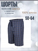Шорты мужские с карманами и шнурком, Клетка