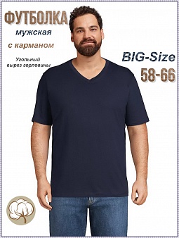 Футболка муж. Великан, с У-вырезом, однотон